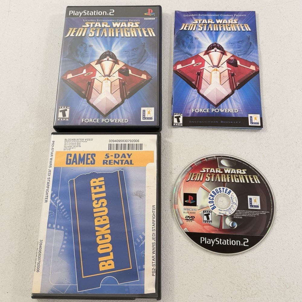 Star Wars: Jedi Starfighter Sony PlayStation 2 PS2 Complete CIB BLOCKBUSTER CASE
